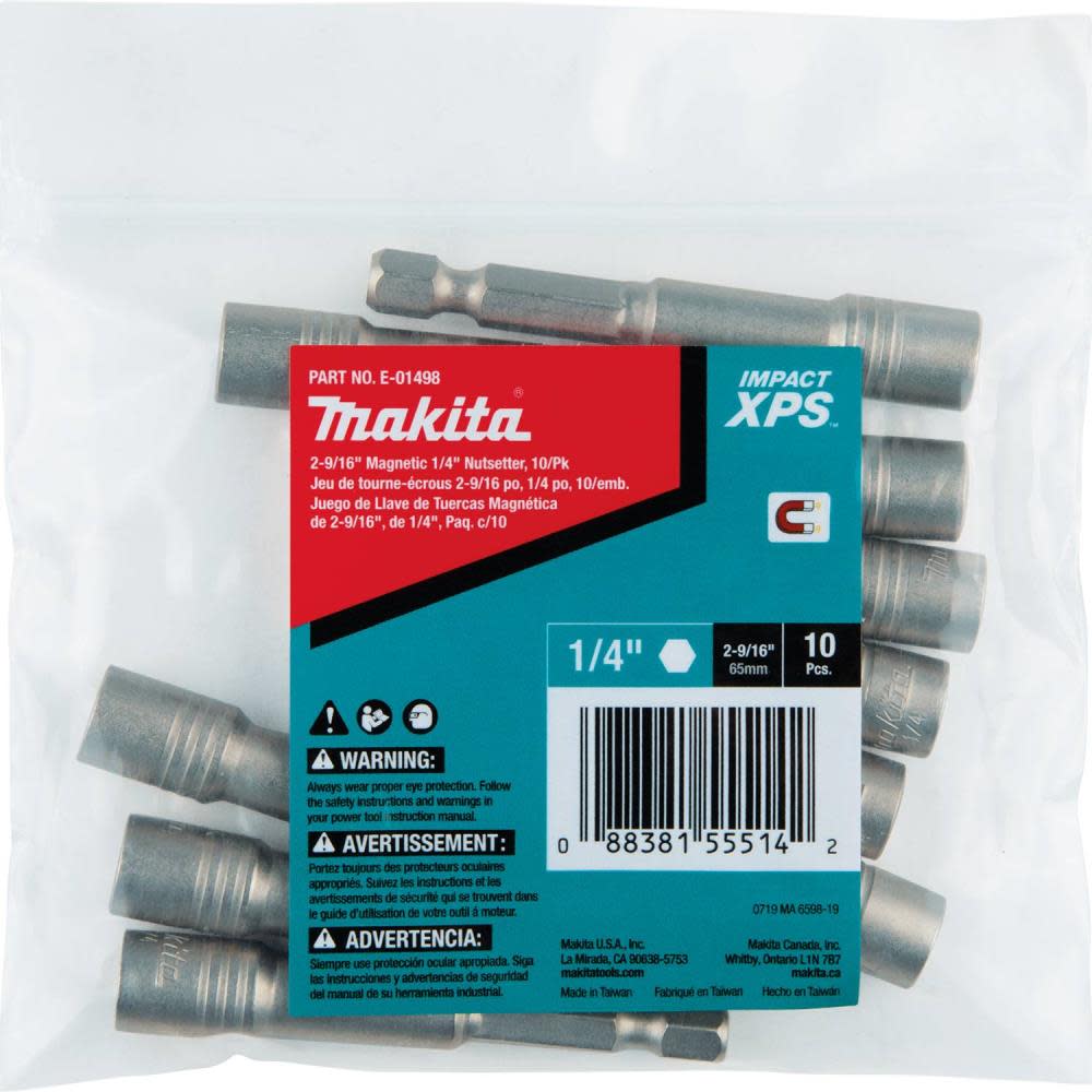 Makita Impact XPS 2-9/16″ Magnetic 1/4″ Nutsetter 10/pk Bulk - Ascmtools