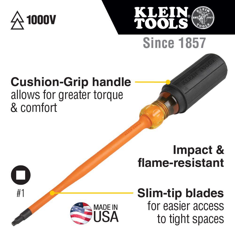 Klein Tools Insulated Screwdriver #1 SQ 4″ - Ascmtools