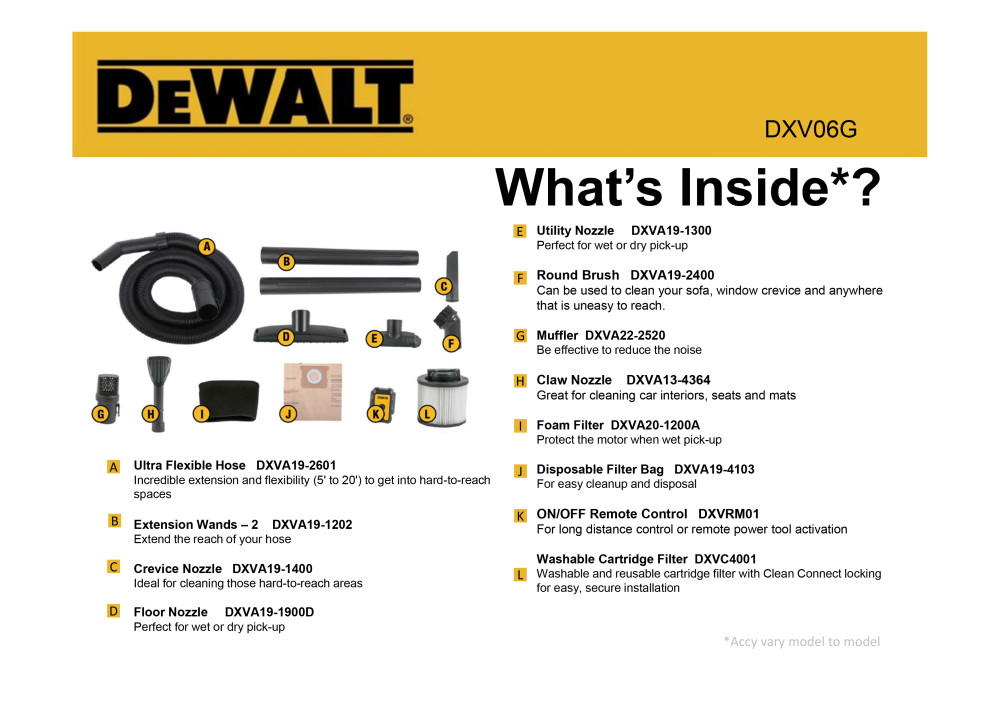 DEWALT 6 Gallon Wall Mounted Wet/Dry Vacuum with Wireless on/off Control - Ascmtools