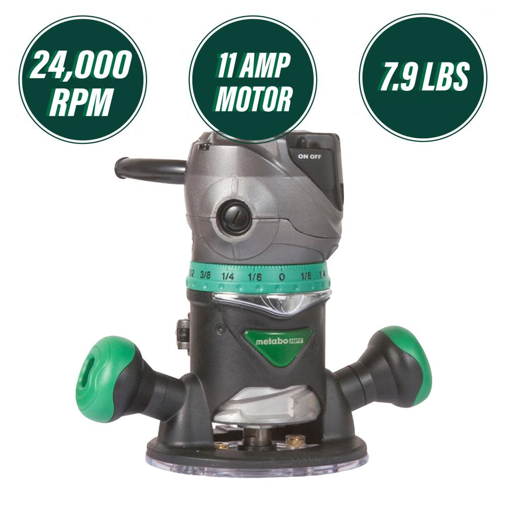 Metabo HPT 2-1/4 Peak HP Variable Speed Fixed/Plunge Base Router Kit | KM12VC - Ascmtools