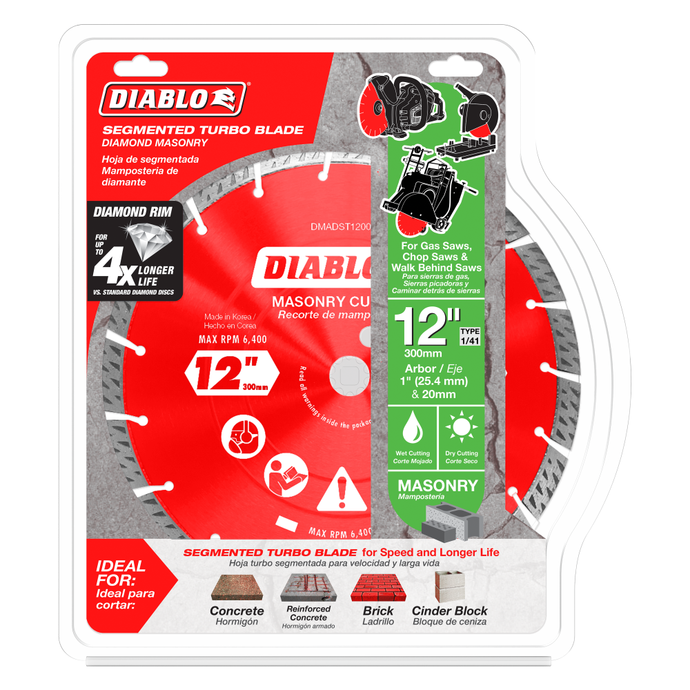 Diablo Tools 12″ Diamond Segmented Turbo Cut Off Discs for Masonry - Ascmtools