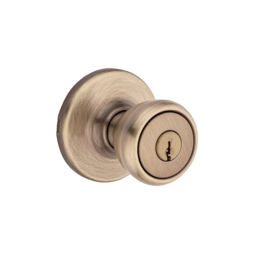 Kwikset Antique Brass Security Keyed Entry Exterior Tylo Lockset Knob - Ascmtools