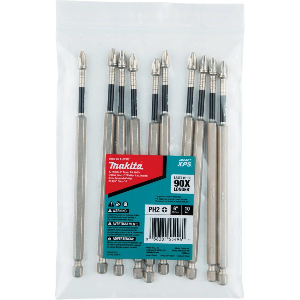 Makita Impact XPS #2 Phillips 6″ Power Bit – 10 Pack - Ascmtools