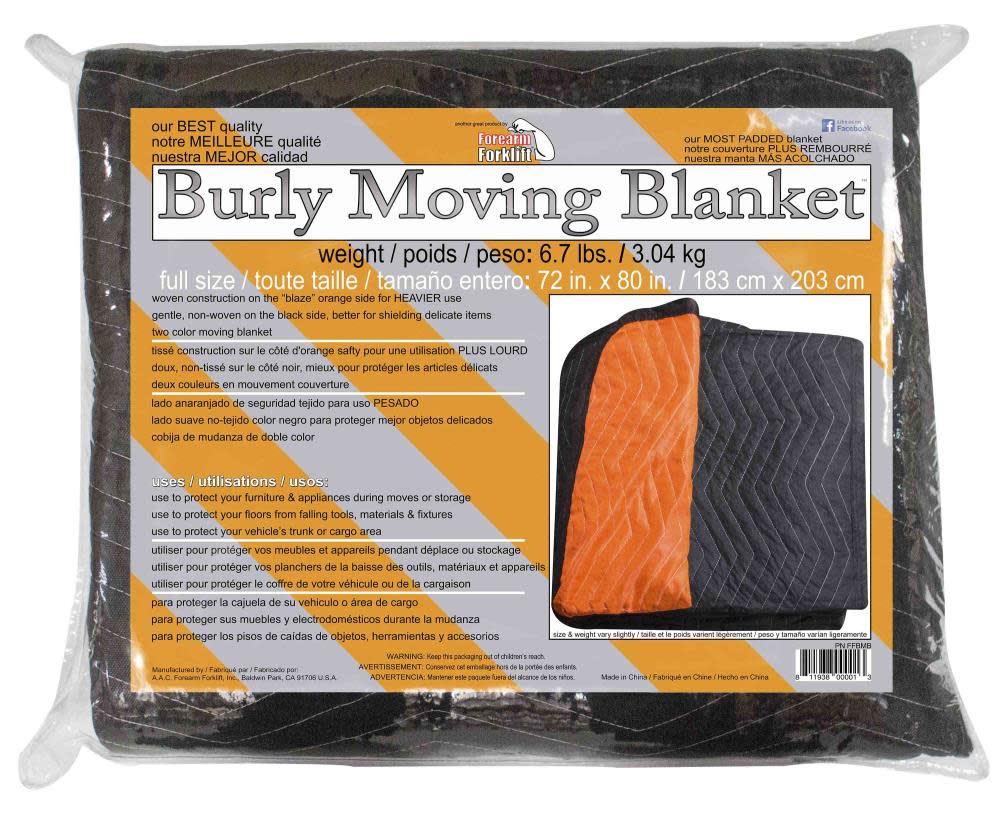 Forearm Forklift Moving Blanket – 72 In. x 80 In. Heavy Weight – 2 Color - Ascmtools