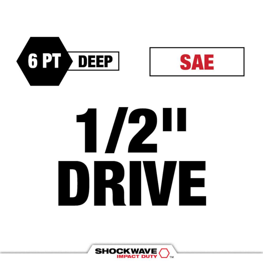 Milwaukee SHOCKWAVE Impact Duty Socket 1/2 Drive 1″ SAE Lug Nut Wheel - Ascmtools