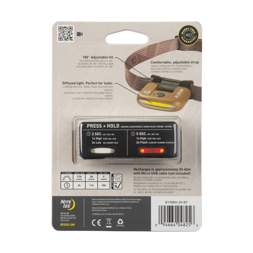 Nite Ize Radiant 170 Headlamp Rechargeable Coyote - Ascmtools