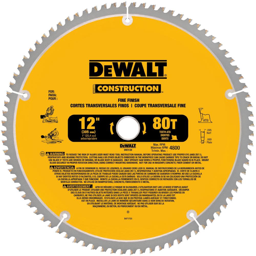 DEWALT 12-in 80T and 12-in 32T Saw Blade - Ascmtools
