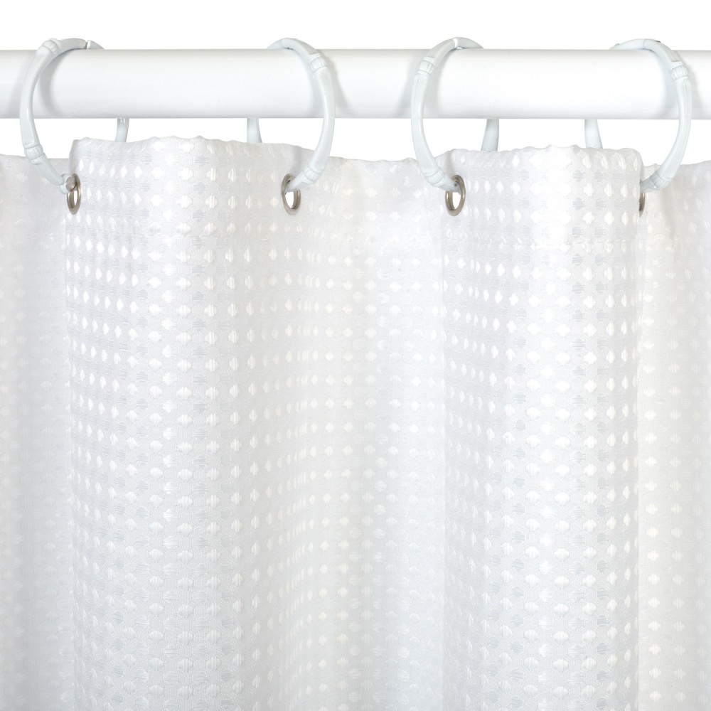 Zenith White Polyester Waffle Weave Shower Curtain Liner - Ascmtools