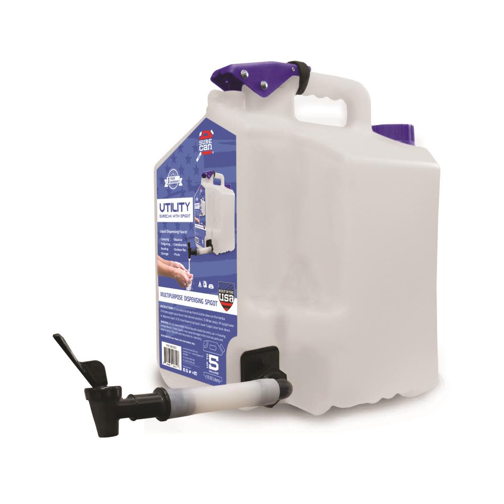Surecan 5 Gallon 18.93 Liters Multipurpose Dispensing Utility Tank/Can with Spigot - Ascmtools