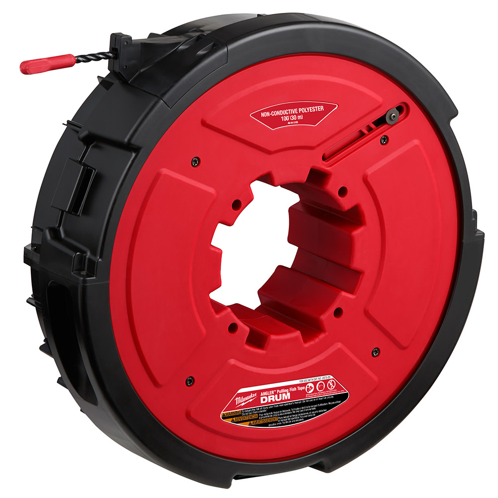 Milwaukee M18 FUEL Angler 100′ Non-Conductive Polyester Pulling Fish Tape Drum - Ascmtools