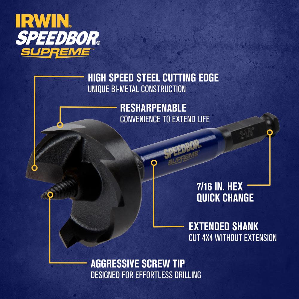 Irwin SPEEDBOR SUPREME SP Self Feed Bit 2 1/8″ - Ascmtools