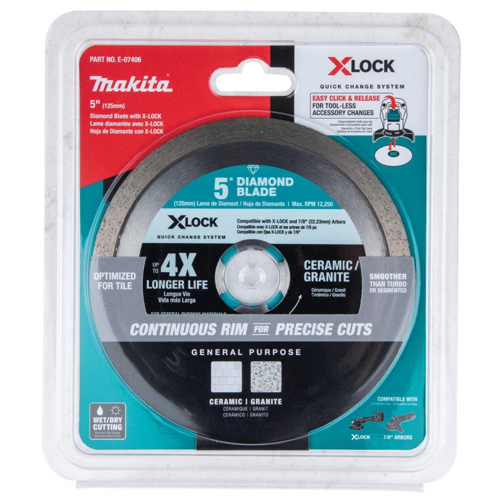 Makita X-LOCK 5″ Continuous Rim Diamond Blade for Ceramic and Granite Cutting - Ascmtools