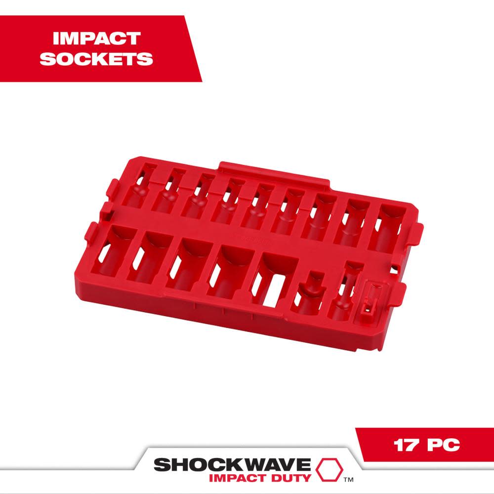 Milwaukee SHOCKWAVE Impact Duty Socket 3/8 Dr 17pc Tray Only - Ascmtools