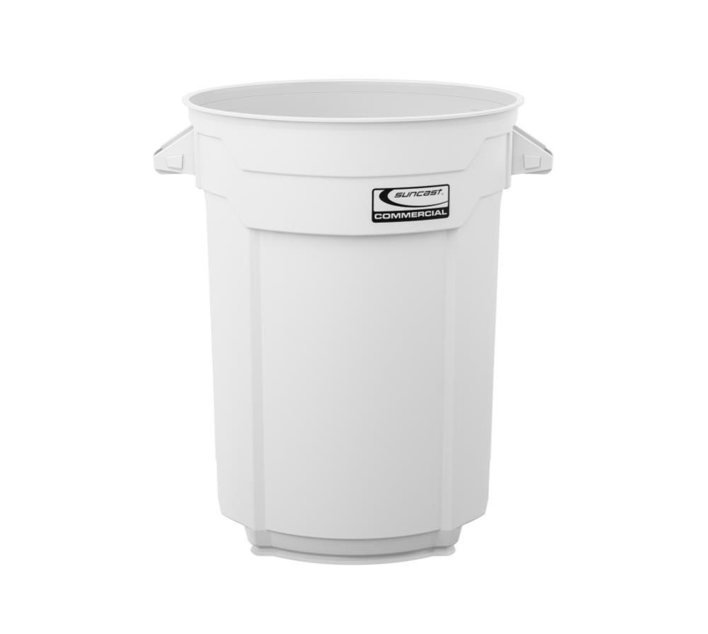 Suncast Plastic Utility Trash Can – 55 Gallon White - Ascmtools