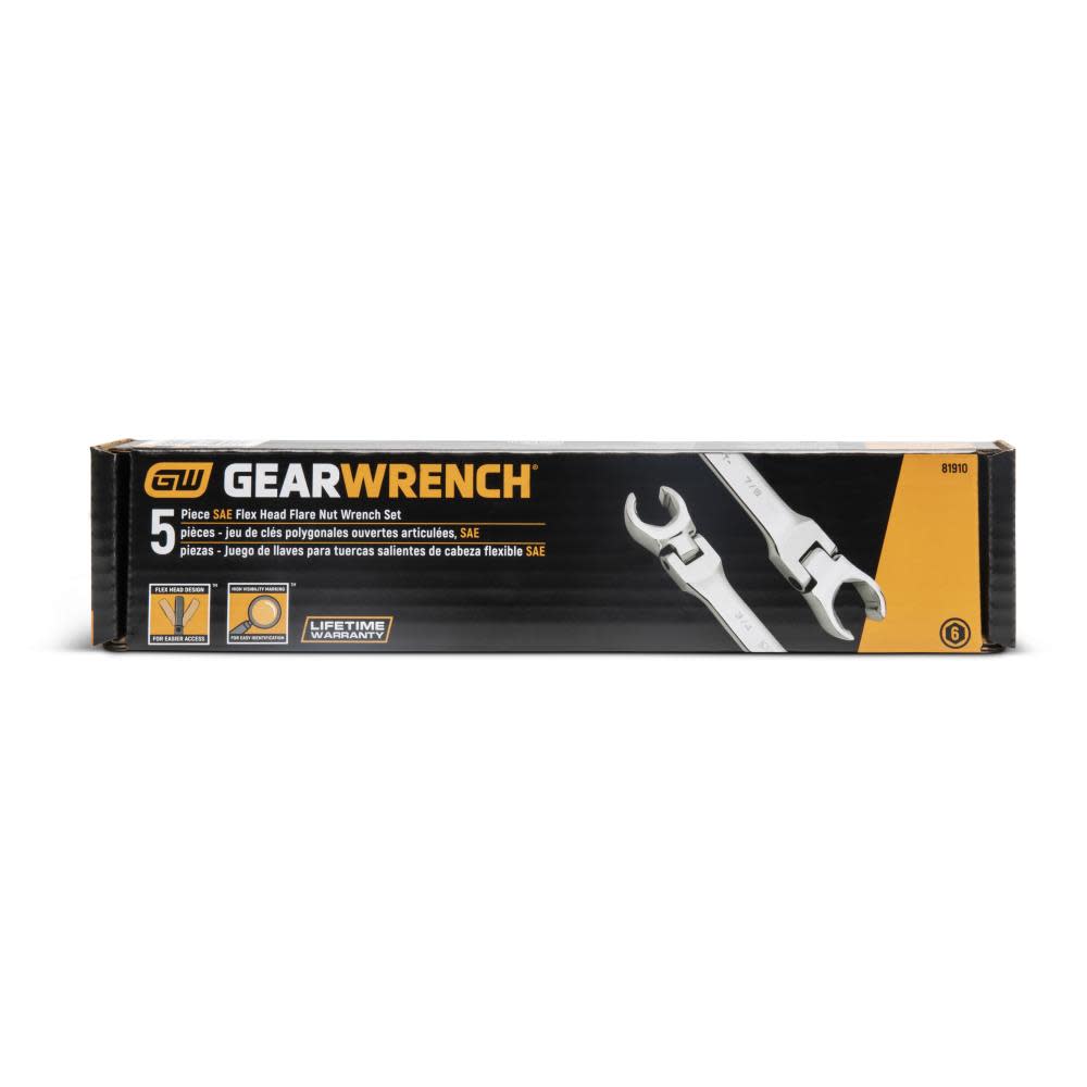 GEARWRENCH Flex Flare Nut Wrench Set 5 Pc. SAE - Ascmtools