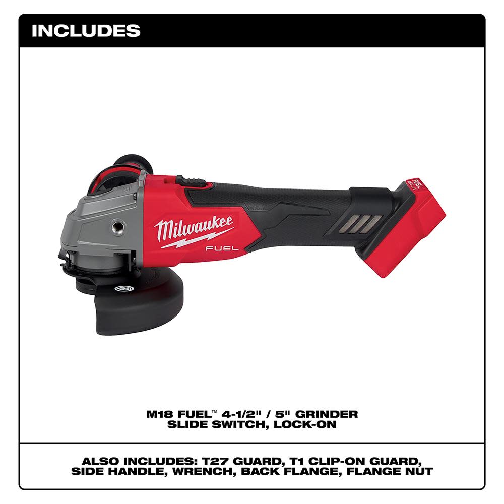 Milwaukee M18 FUEL 4-1/2″ / 5″ Grinder Slide Switch Lock-On Bare Tool - Ascmtools