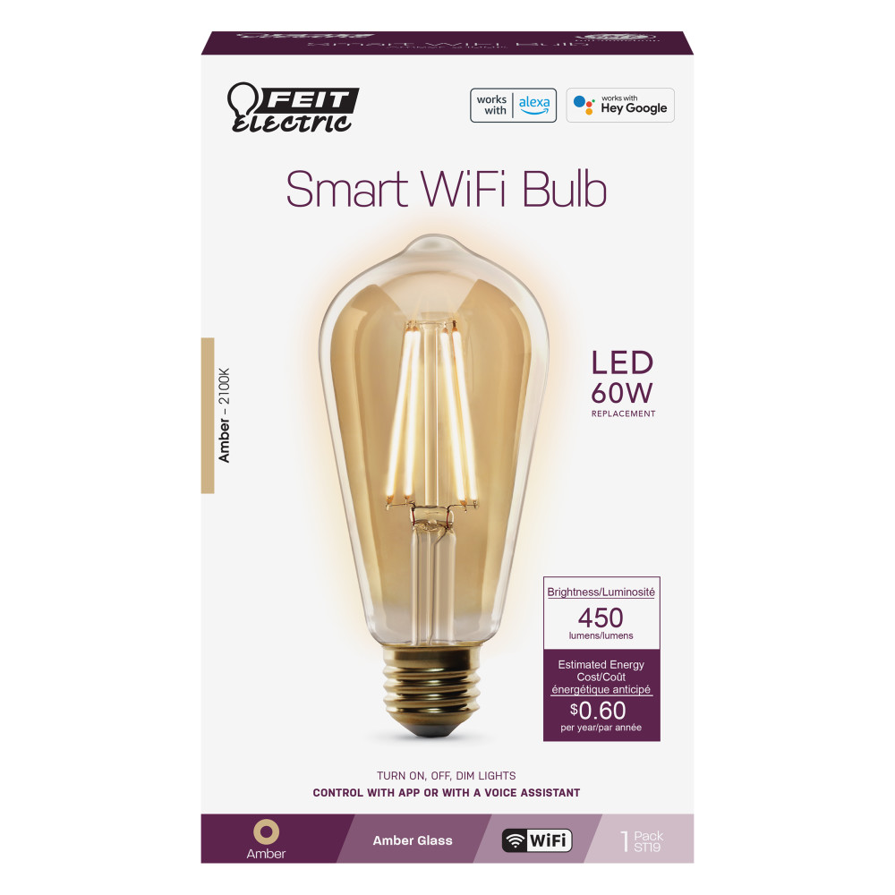 Feit Electric 60W Vintage ST19 Smart WiFi LED Bulb 1pk - Ascmtools