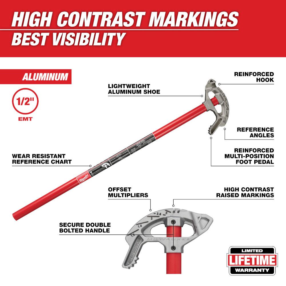 Milwaukee 1/2 in. Aluminum Conduit Bender - Ascmtools