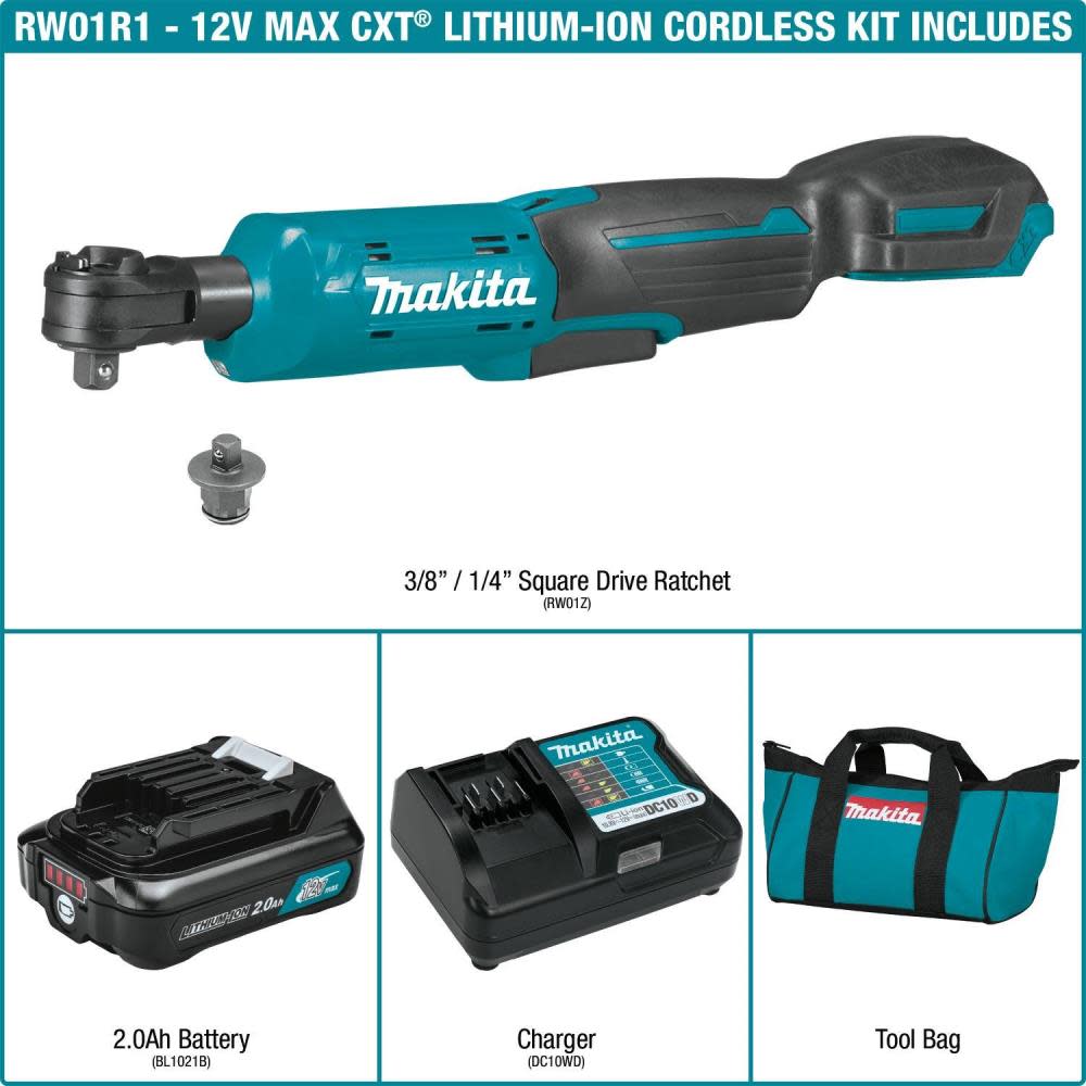 Makita 12V Max CXT 3/8″ & 1/4″ Sq Drive Ratchet Kit - Ascmtools