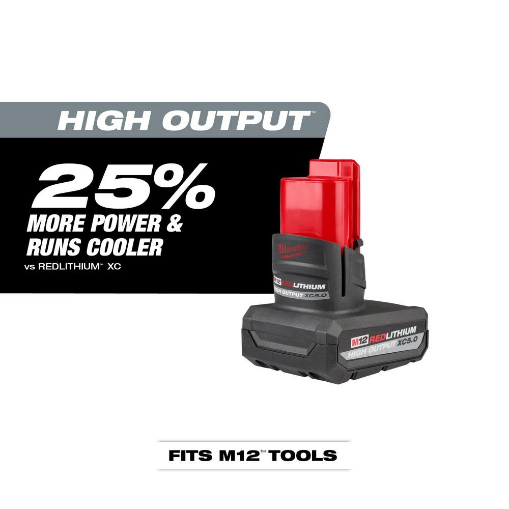 Milwaukee M12 REDLITHIUM HIGH OUTPUT XC5.0 Battery Pack - Ascmtools