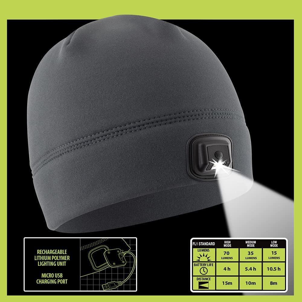 Panther Vision POWERCAP HCL Beanie Charcoal Gray LED Rechargeable - Ascmtools