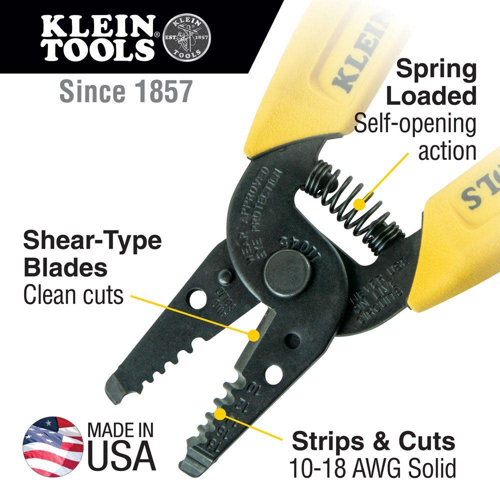 Klein Tools Wire Stripper/Cutter 10-18 AWG SLD - Ascmtools