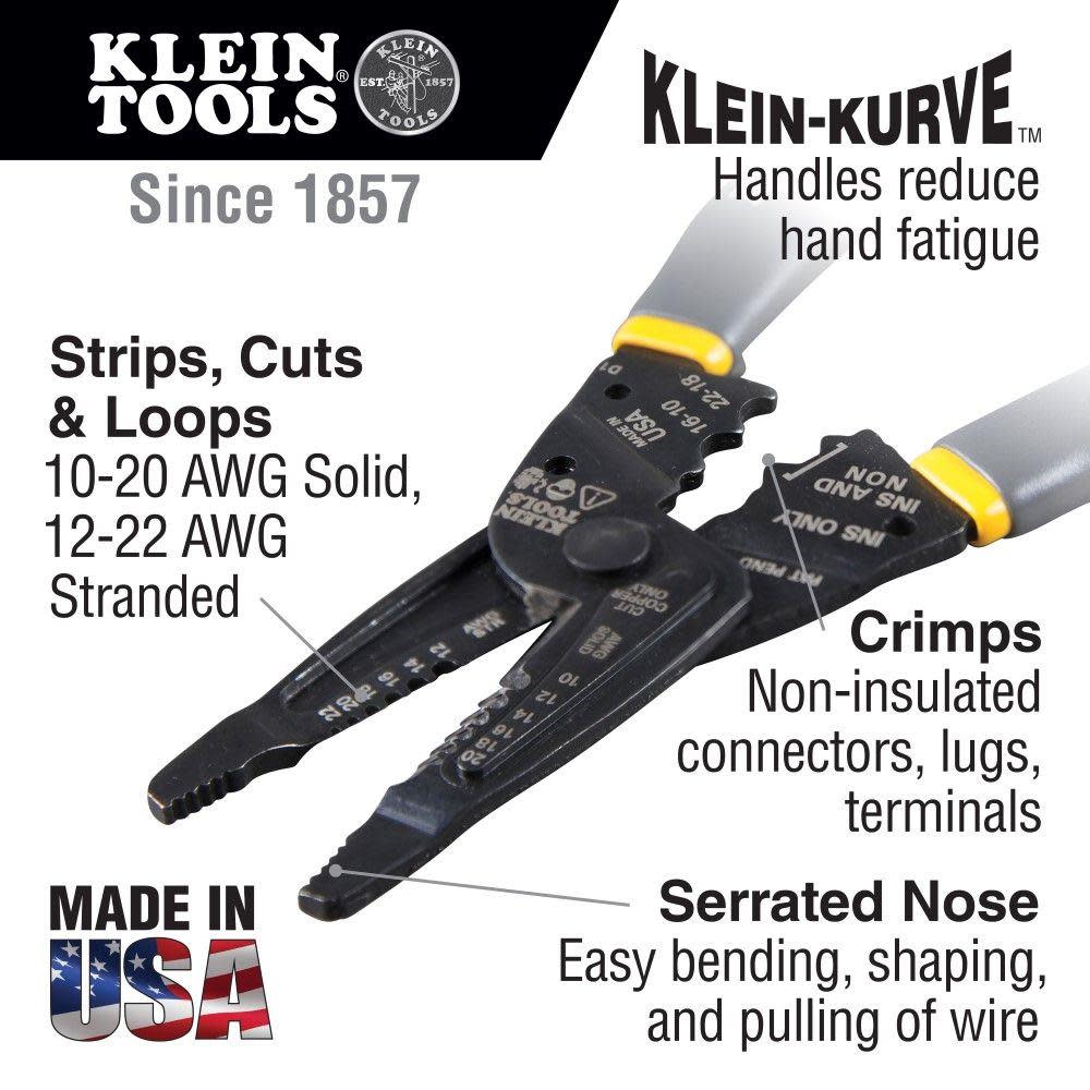 Klein Tools Long-Nose Wire Stripper/Crimper - Ascmtools