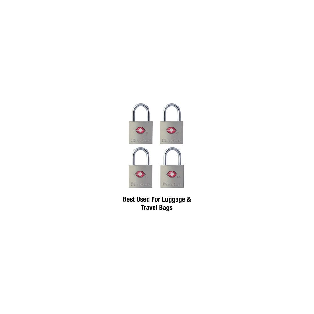 Master Lock Luggage Padlock 7/8″ Solid Metal TSA Accepted 4pk - Ascmtools