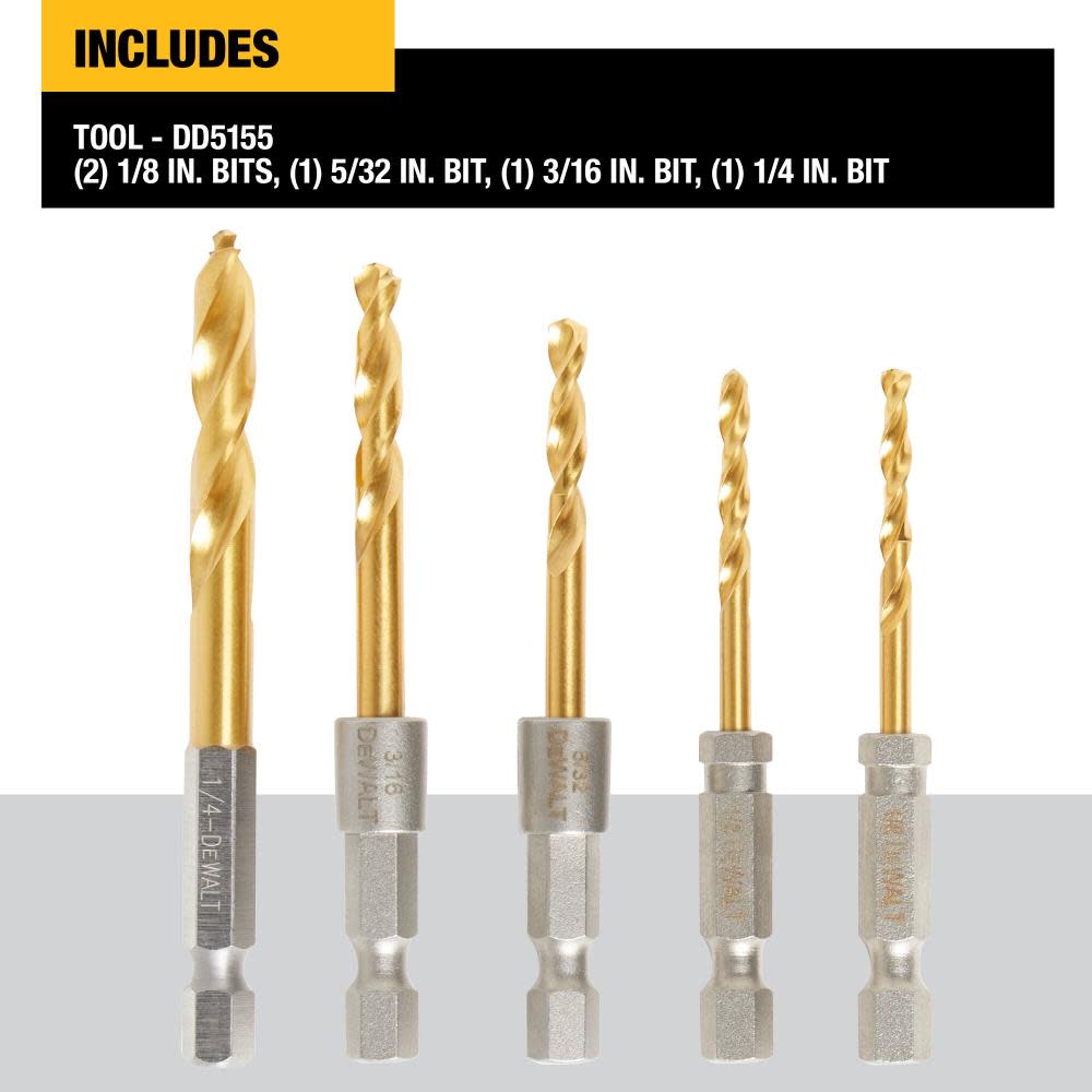 DEWALT 5pc Impact Ready Titanium Nitride Coating Drill Set - Ascmtools