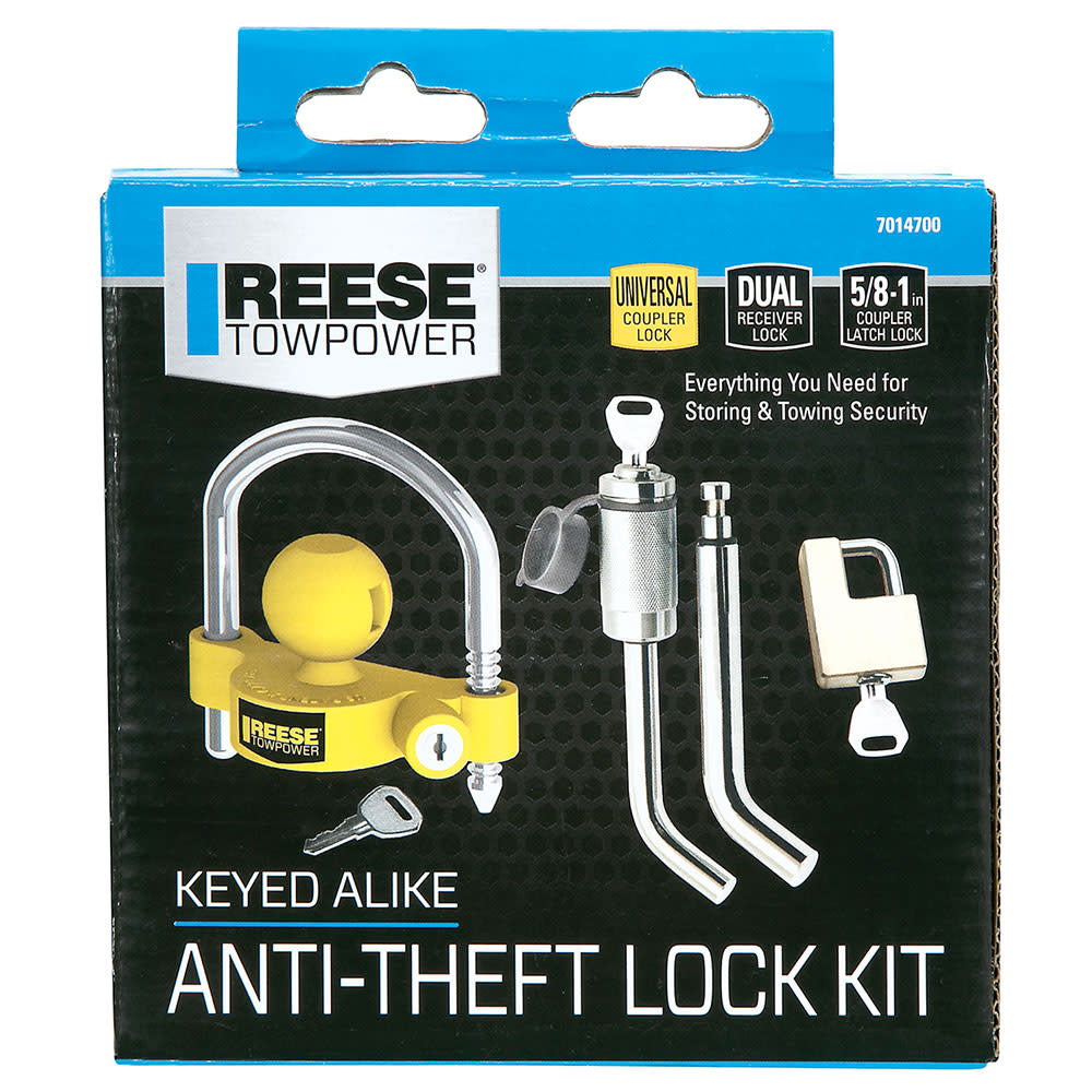 Reese Chrome Keyed Trailer Hitch & Coupler Anti Theft Lock Kit - Ascmtools