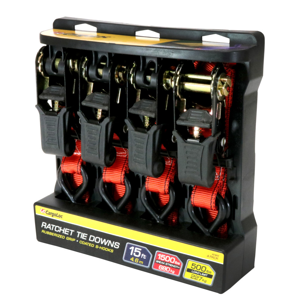 Allied International 4 piece 1 In. x 15 Ft. Ratchet Tie Down - Ascmtools
