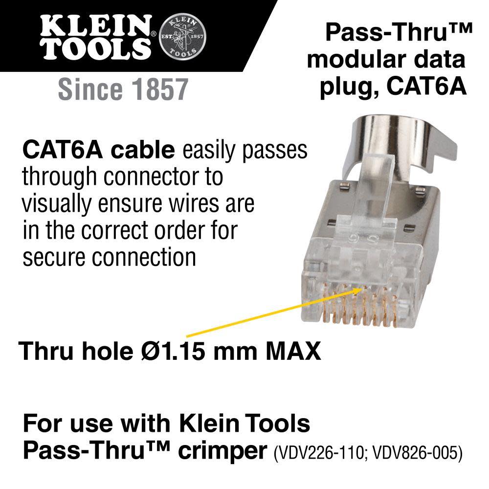 Klein Tools CAT6A STP Pass Thru Plug 100pk - Ascmtools