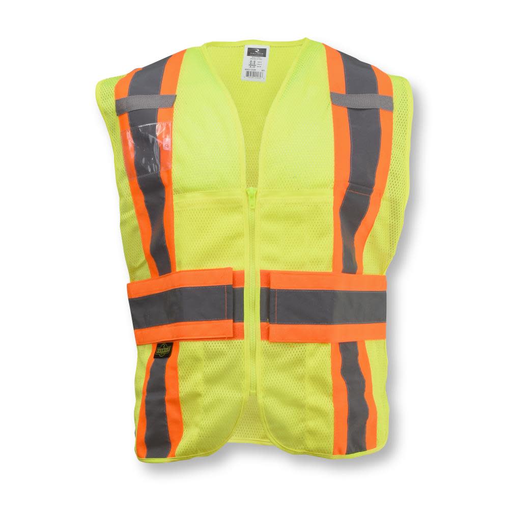 Radians Safety Vest Type R Class 2 Expandable Two Tone Hi Viz Green XL-2X - Ascmtools