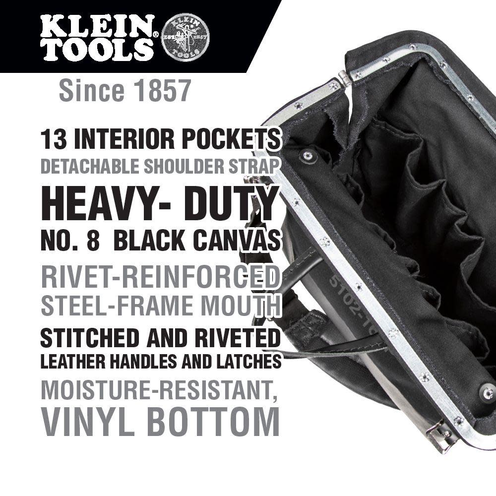 Klein Tools Deluxe Black Canvas Tool Bag 16-Inch - Ascmtools