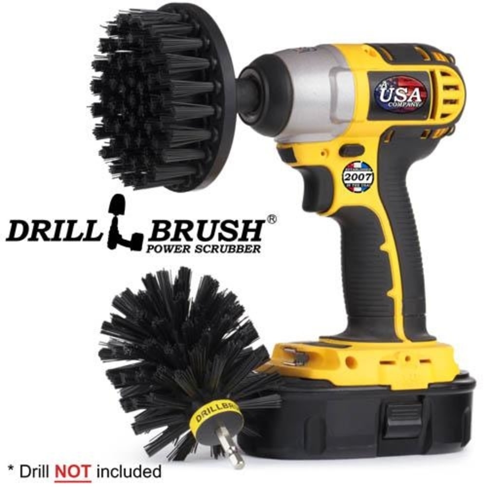 Drill Brush Grill & Heavy Duty Cleaning Kit Ultra Stiff Nylon Bristles 2pc - Ascmtools