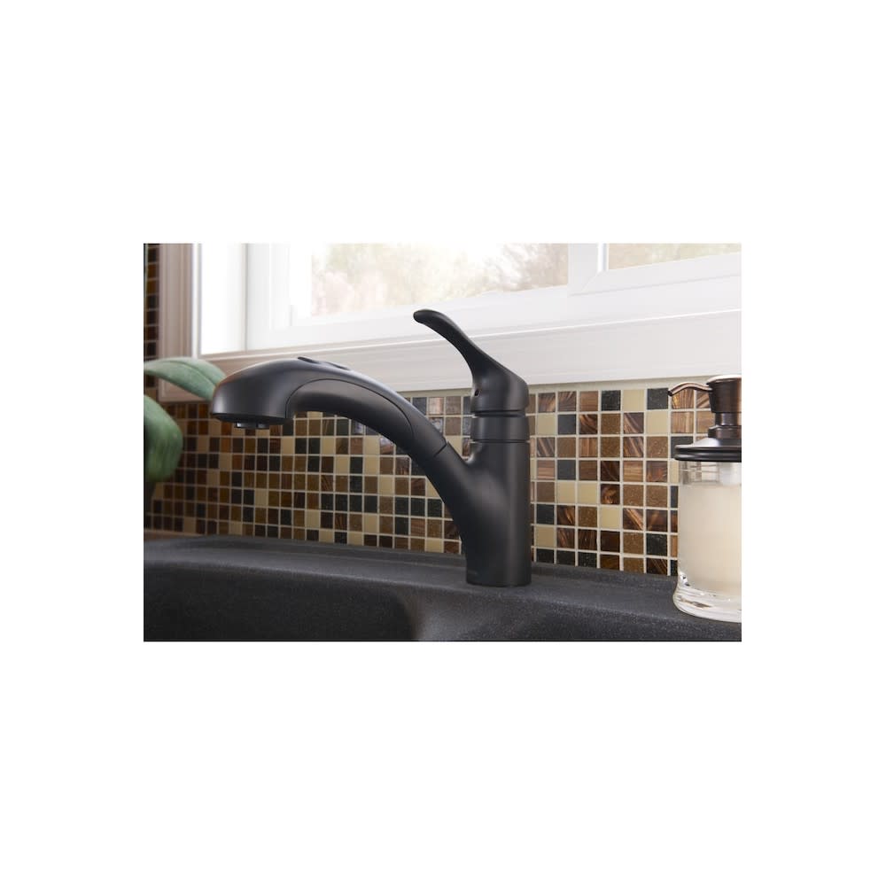 Moen Renzo Kitchen Faucet Matte Black 1 Handle Low Arc Pullout - Ascmtools