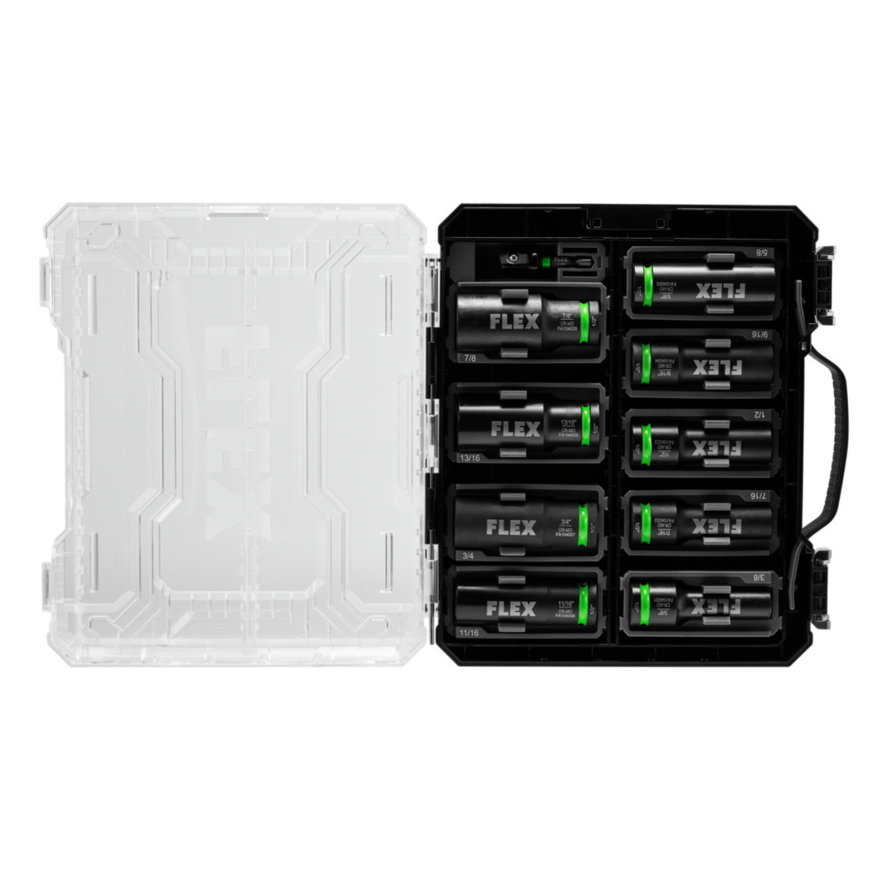 FLEX Impact Nut Socket Set Thin Wall Deep Well 1/2″ Drive 10pc - Ascmtools