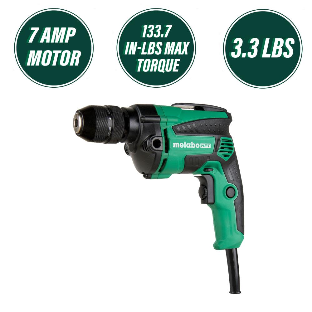 Metabo HPT 7 Amp 3/8 Inch Drill EVS Reversible | D10VH2 - Ascmtools
