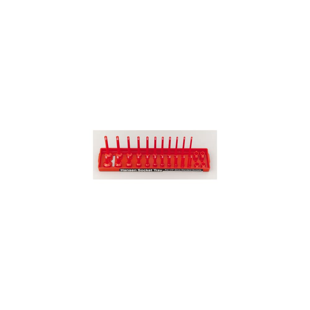 Hansen Global 2 Row Socket Tray 1/4″ Drive 26 Slot SAE Red - Ascmtools