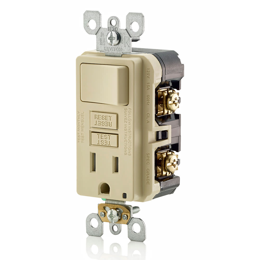 Leviton SmartlockPro GFCI Outlet 15A 125V Ivory NEMA 5-15R - Ascmtools