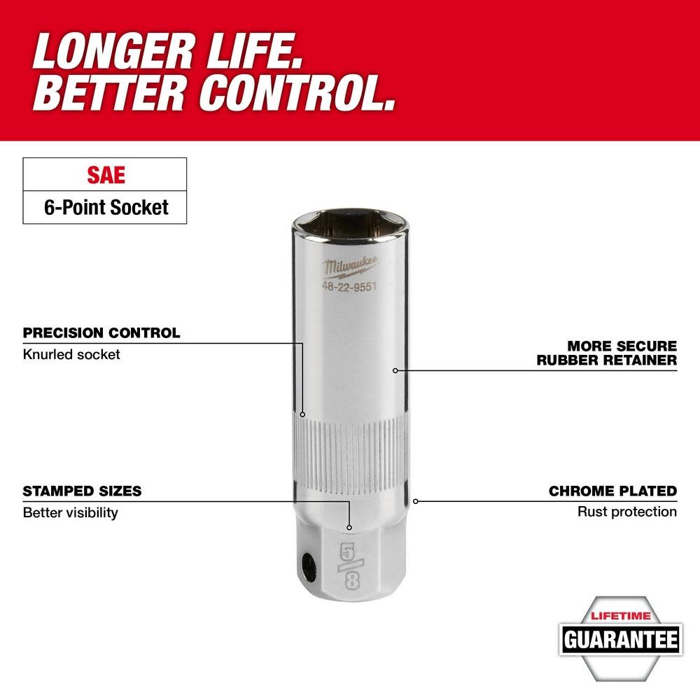 Milwaukee 3/8″ Drive 5/8″ Spark Plug Socket - Ascmtools
