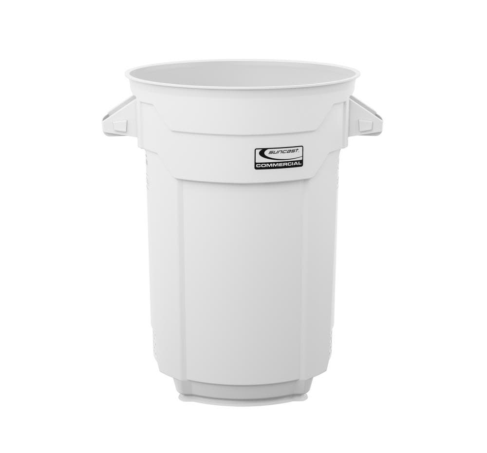 Suncast Plastic Utility Trash Can – 32 Gallon White - Ascmtools