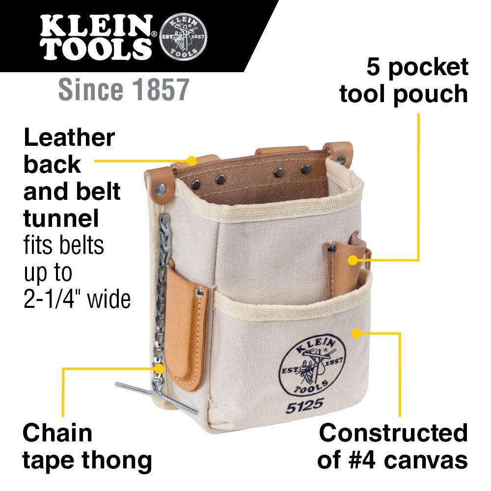 Klein Tools 5 Pocket Tool Pouch Canvas - Ascmtools