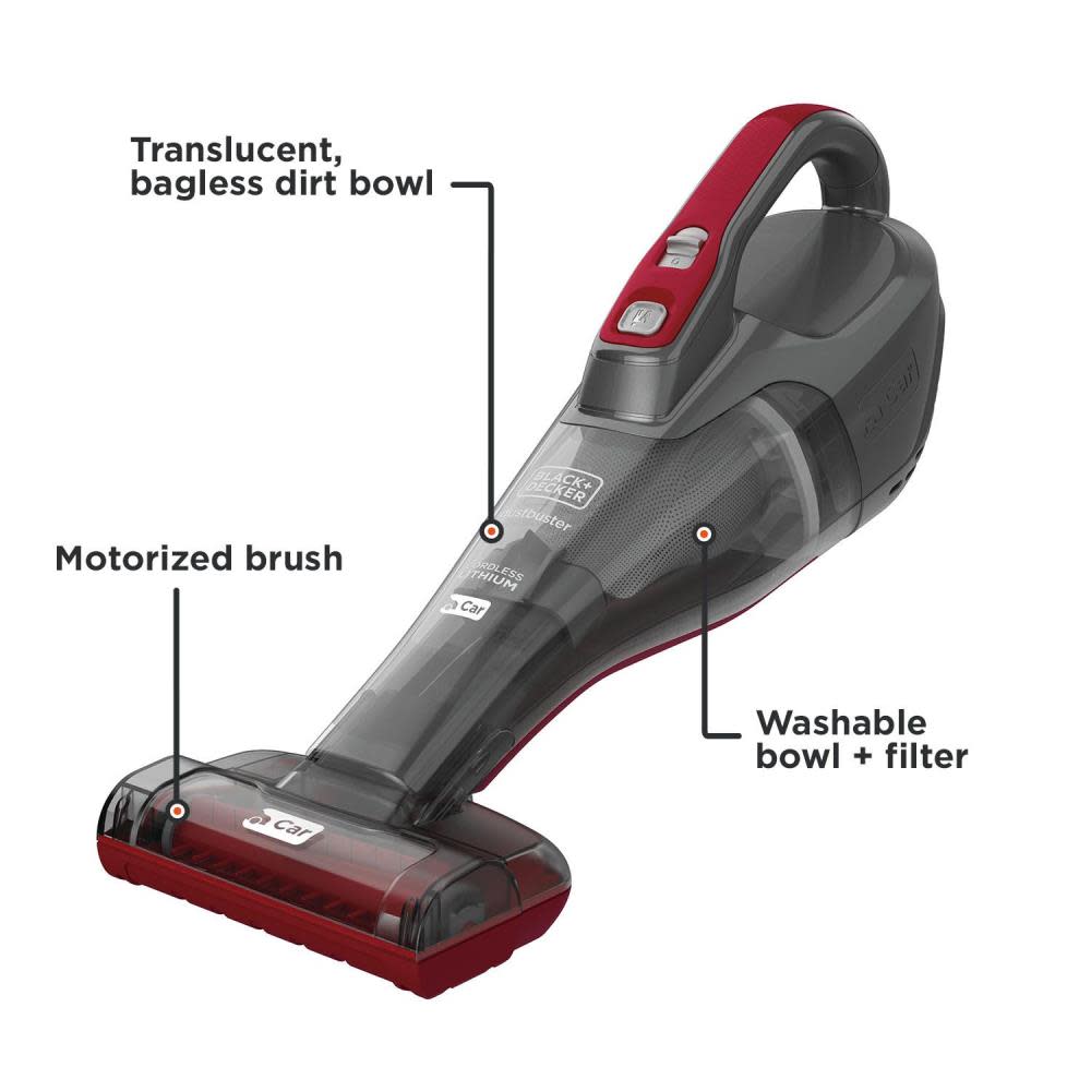 Black and Decker DUSTBUSTER Handheld Vacuum for Car Cordless Gray - Ascmtools