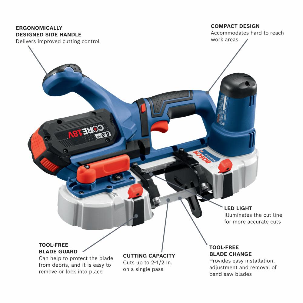 Bosch 18V Compact Band Saw Bare Tool GCB18V-2N - Ascmtools