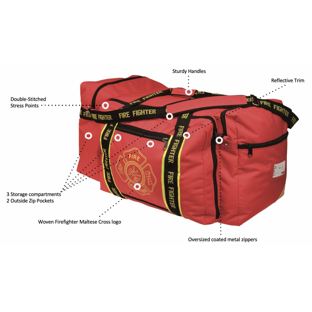 Occunomix Firefighter Gear Bag Red with Firefighter Emblem - Ascmtools