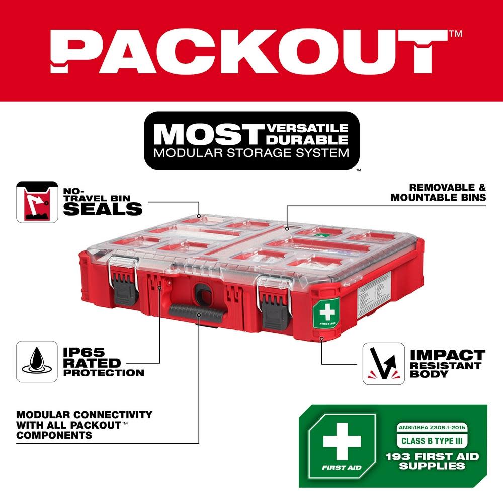 Milwaukee PACKOUT First Aid Kit 193pc Class B Type III - Ascmtools