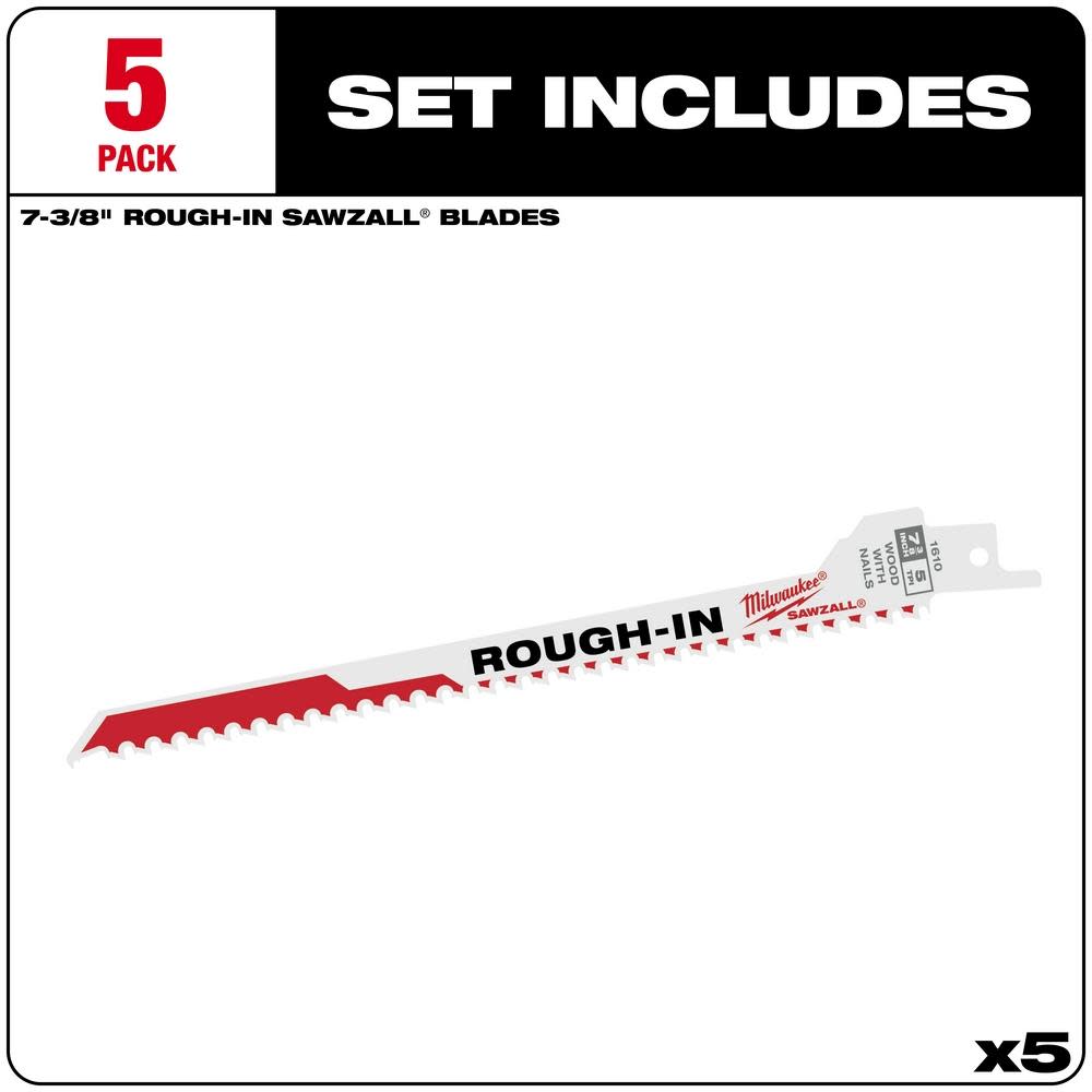 Milwaukee Rough-In SAWZALL Blade 5PK - Ascmtools