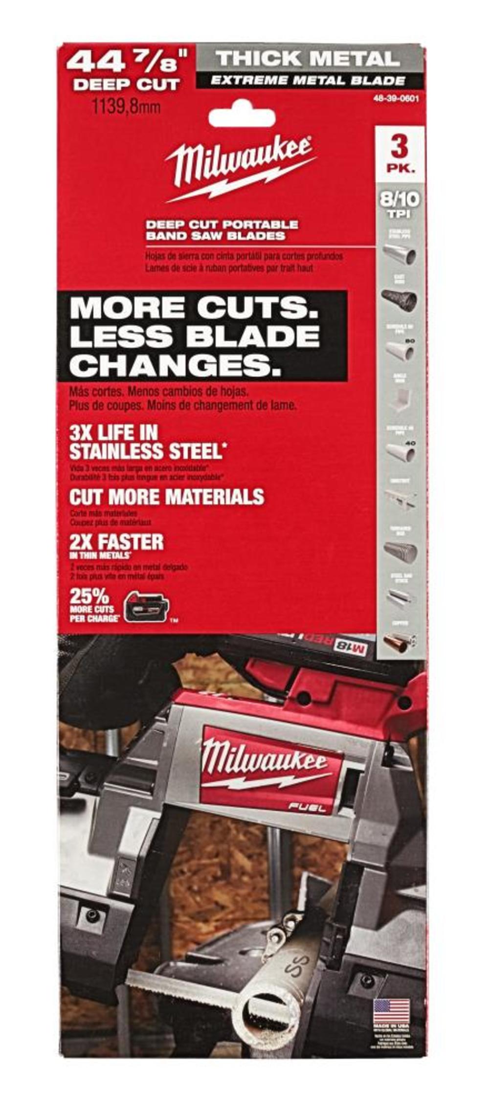 Milwaukee Extreme Thick Metal Band Saw Blades 3PK Deep Cut - Ascmtools