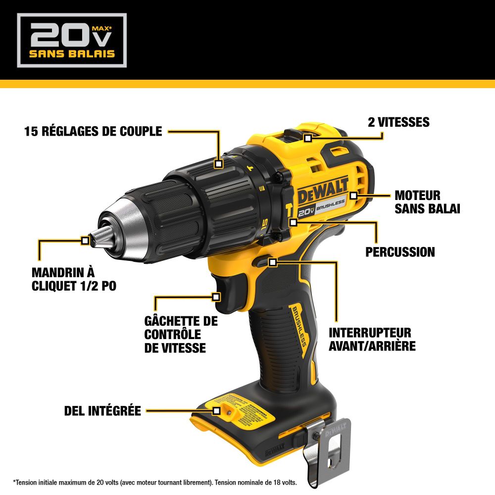 DEWALT 20V MAX 1/2″ Hammer Drill Cordless Bare Tool - Ascmtools